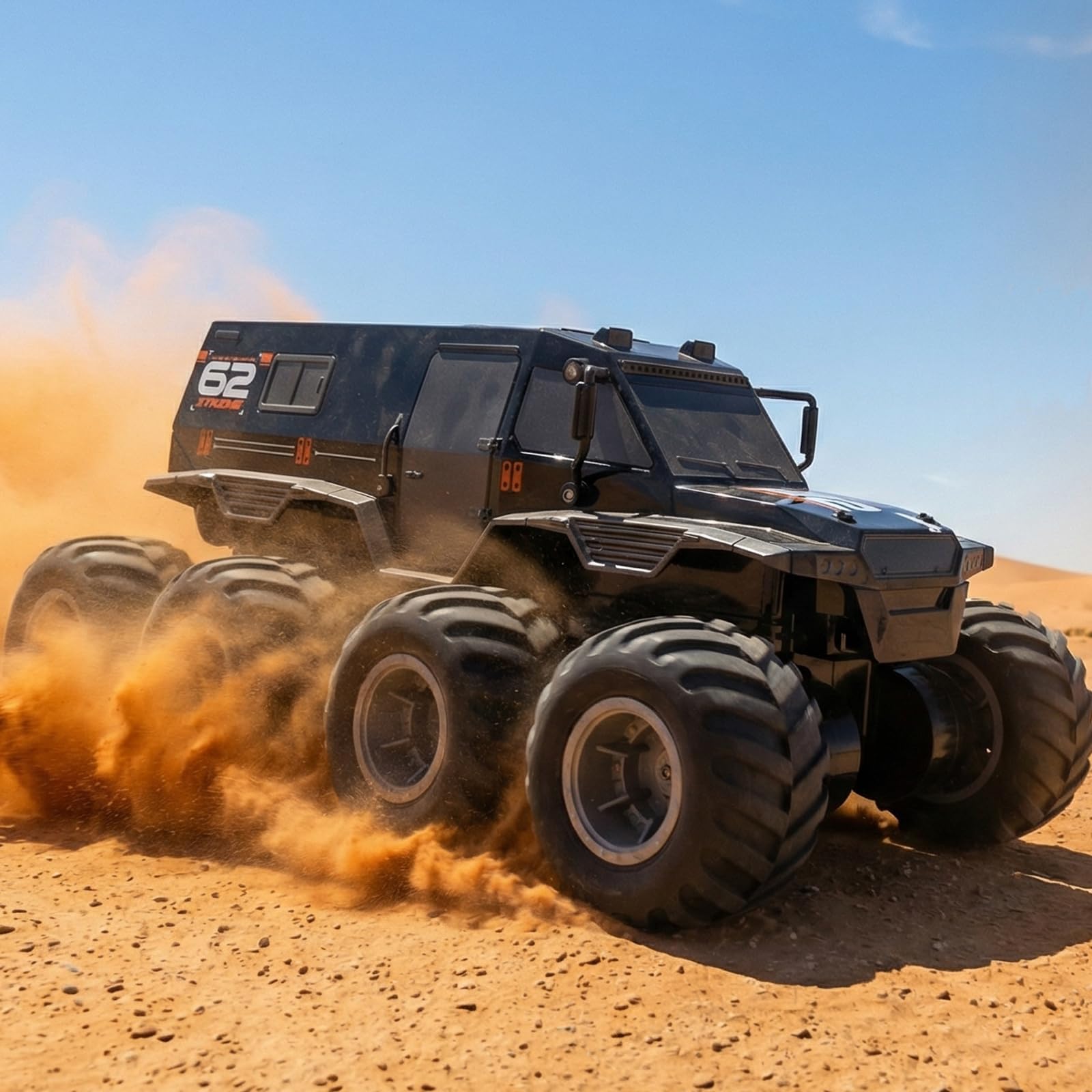 KB KAIBO 1:12 Large Amphibious Remote Control Car Monster Truck - 8WD All Terrain Waterproof RC Toy for Kids, 7.4V High-Speed Remote Control Car for Boys Girls Ages 6-12, Perfect Birthday Gifts -Black