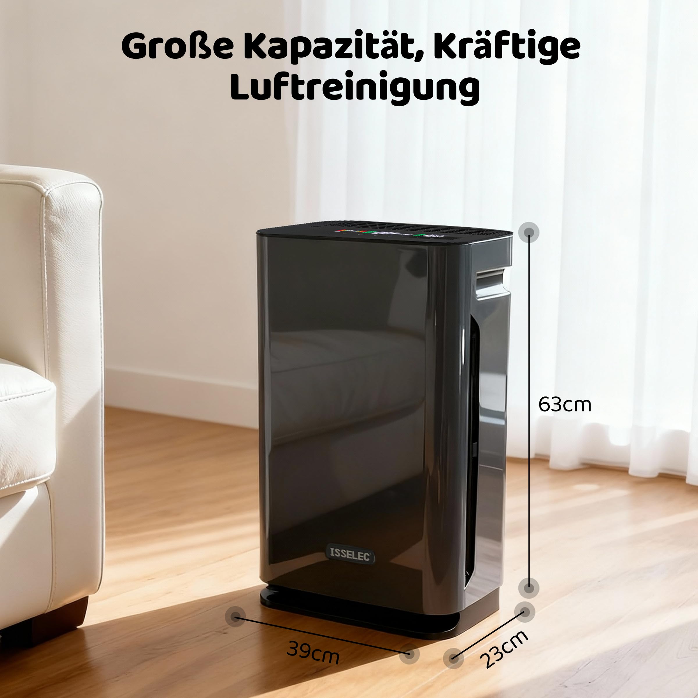 Luftreiniger Allergiker 2 in 1, Luftreiniger Hepa Filter 13 gegen 99,97% von Staub Pollen Tierhaare, CADR 330m³/h bis 80㎡, Air Purifier für Raucherzimmer, 22 dB Schlafmodus, Luftbefeuchter 500ml Tank