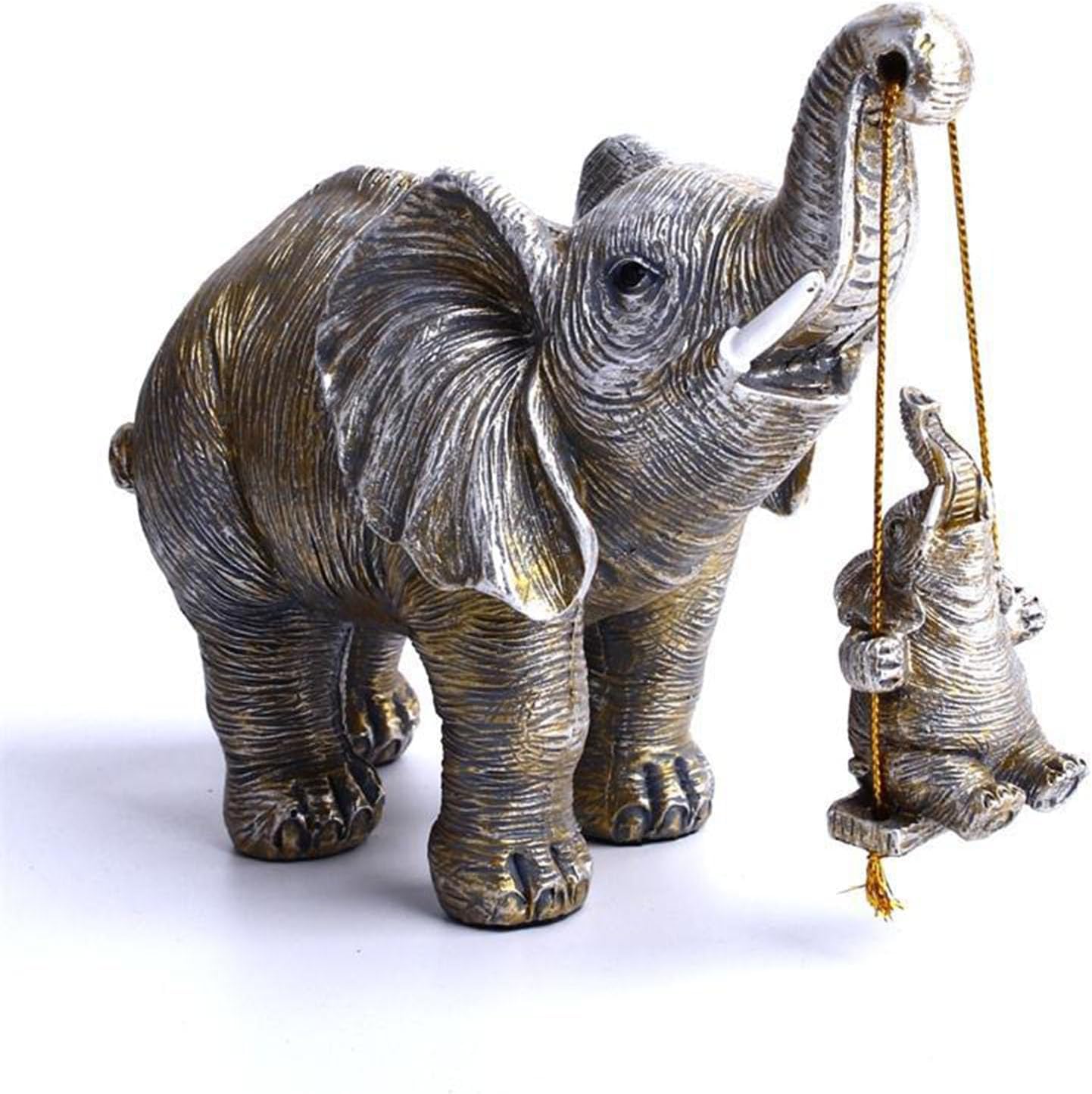 DFrywdgSEY Animal statue, Elephant Mother and Child Statue, Resin Figurine, Animal Art Decorative Sculpture, Living Room Collection Ornaments