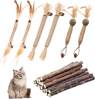 GIAPINST 6 Silvervine Sticks for Cats, 15PCS Natural Catnip Chew Toys for Kittens Teeth Cleaning, Calm Cat Anxiety and Increase Appetite