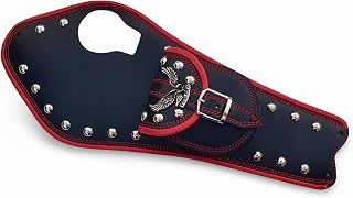 BMUK | XV535 | Motorbike Leather Tank Pad Motorcycle Panel Bib Chap with Detachable Pouch | Fits Virago 535 | XV535 Virago | Red