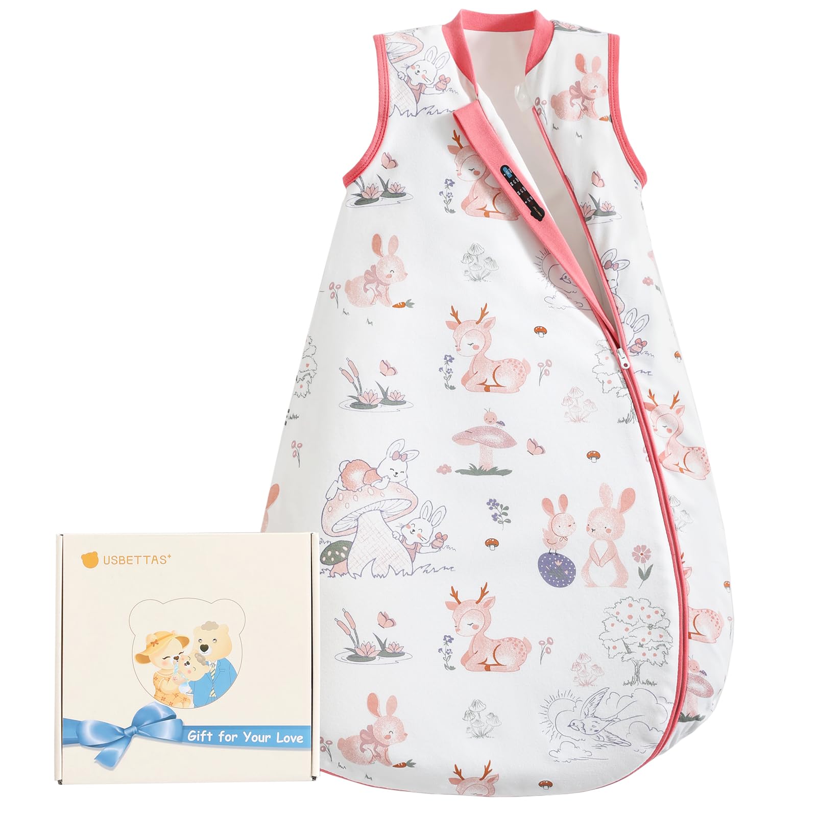 usbettas Baby Sleep Sack 6-12 Months, 1.0 TOG Toddler Sleep Sack Thermostatic, Super Soft Cotton Baby Wearable Blanket for Boys Girls, Baby Sleeping