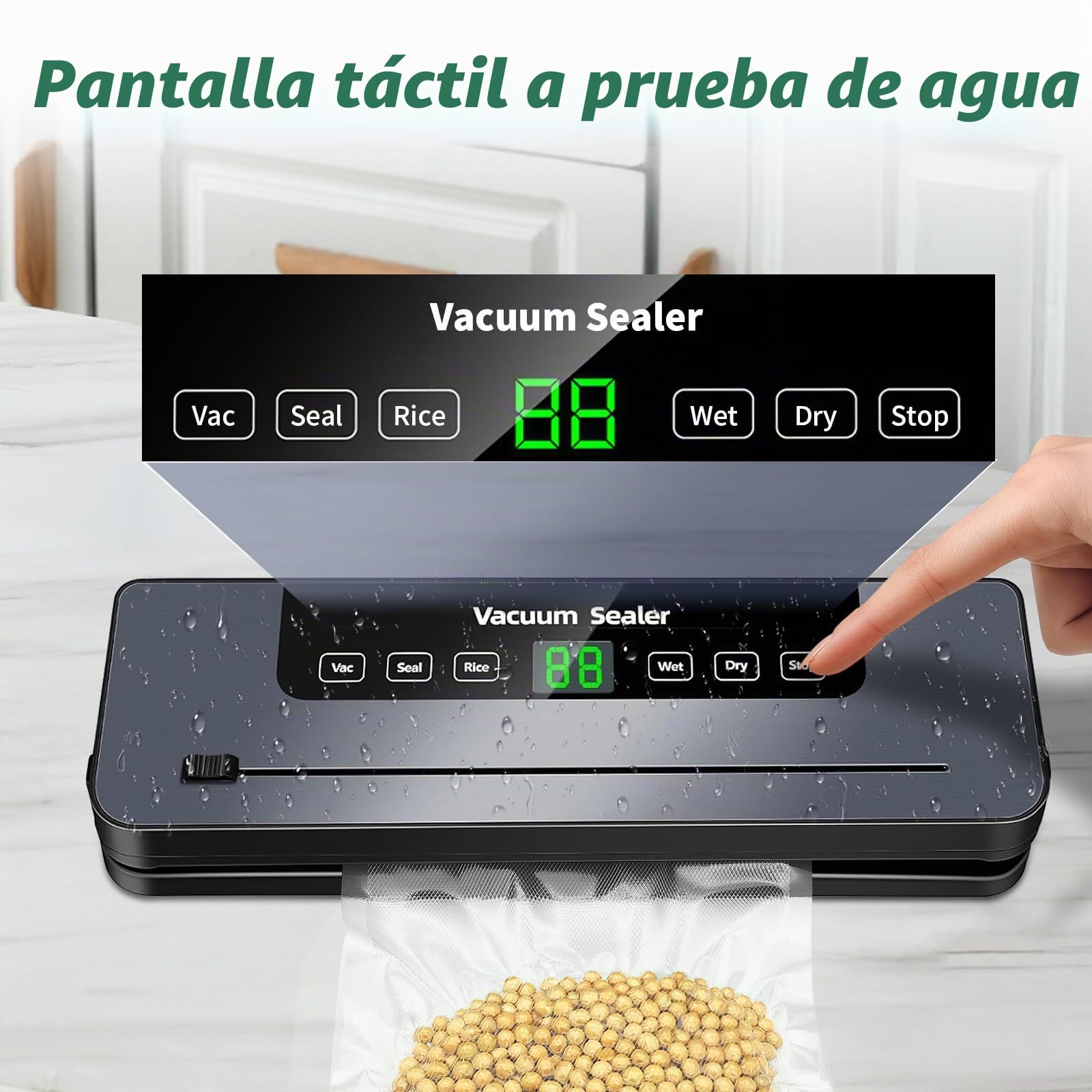 6 en 1 Envasadora al Vacio, Maquina Envasar al Vacío Profesional Modos, 50 bolsa de vacío, Sellador al Vacío Doméstico y Profesional, Cortador Integrado, Modos Seco y Húmedo