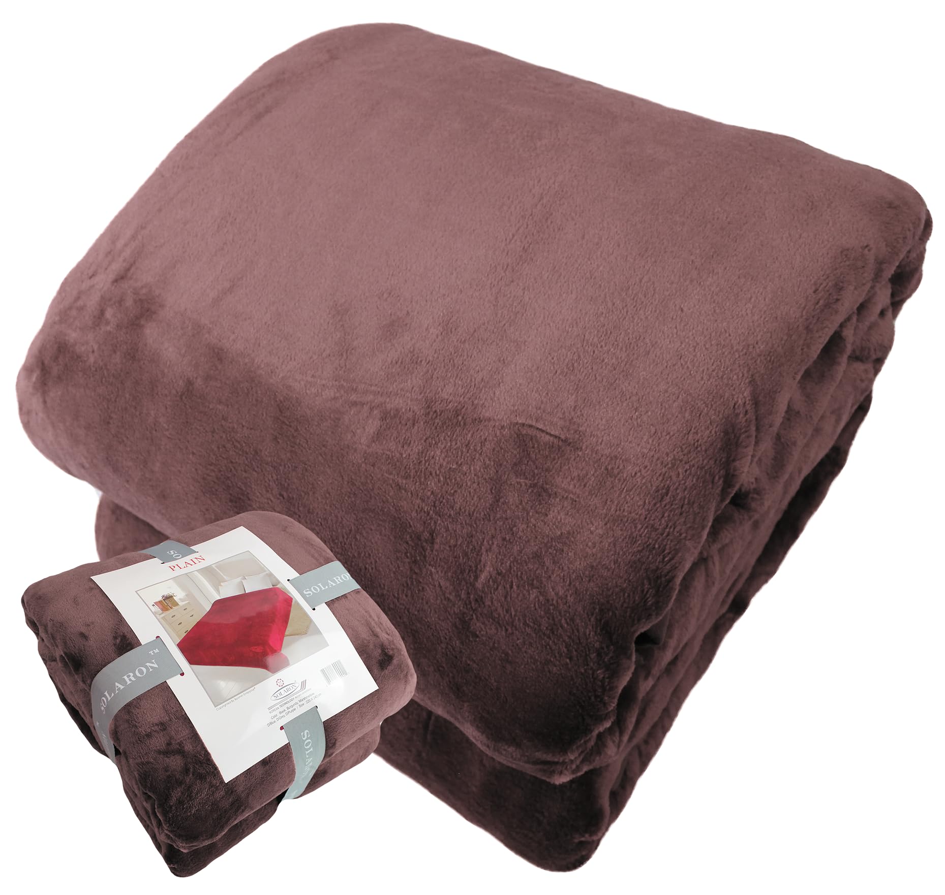 FOHOG COLLECTION Queen Blanket 430 GSM Extra Large for Fall Winter Spring All Season Cozy Warm Soft Medium Weight Thermal Thick Flannel Fleece for Couch Bed Sofa 88 x 95 inches by SOLARON (1, Brown)