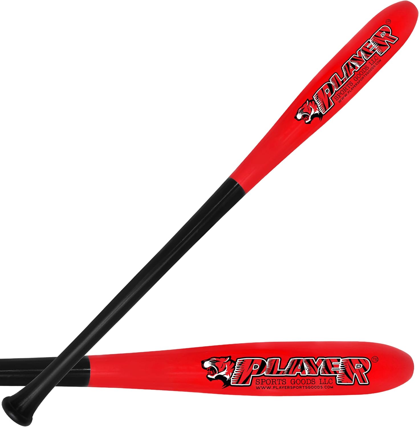 33" Torpedo Baseball bat in Maple Wood with Weight of 35 Oz - Diameter: 2.5" for Youth- Adult and Professional Players in Black and Red Color by Player Sports Goods LLC