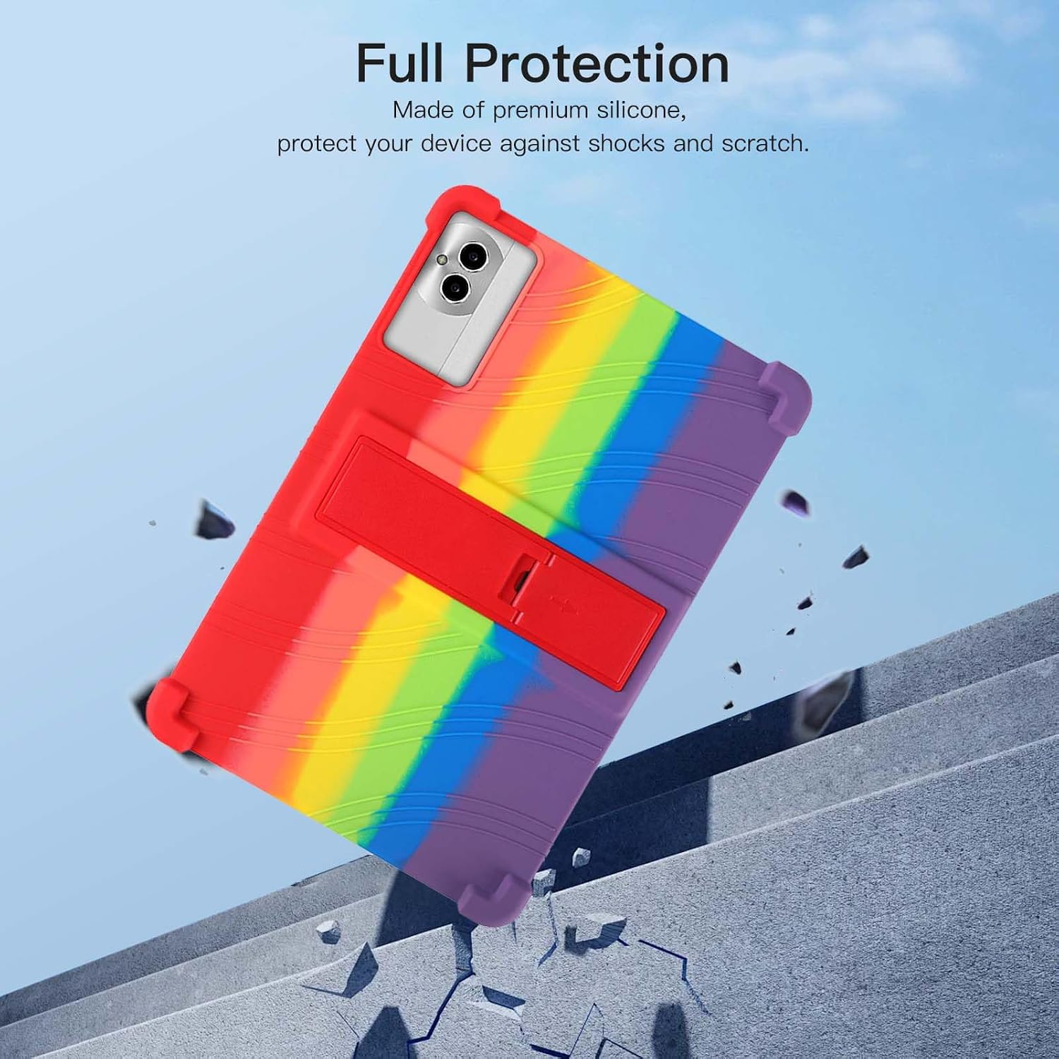 Case for Boost Celero5G TAB 10.95inches Tablet,Soft Silicone Protector Cover,Kids Friendly,Adjustable Stand Tablet Cover,4 Corners Thicken Shockproof,Colorful image 3
