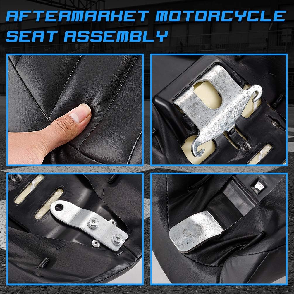 KATUR Motorcycle Seat Cushion Synthetic Leather Retro Driver Vintage Cafe Racer Solo Seat Cushion Pad Saddle Compatible with HarleyXL883N XL883L XL883X 2005-2013 (Horizontal Line Black)