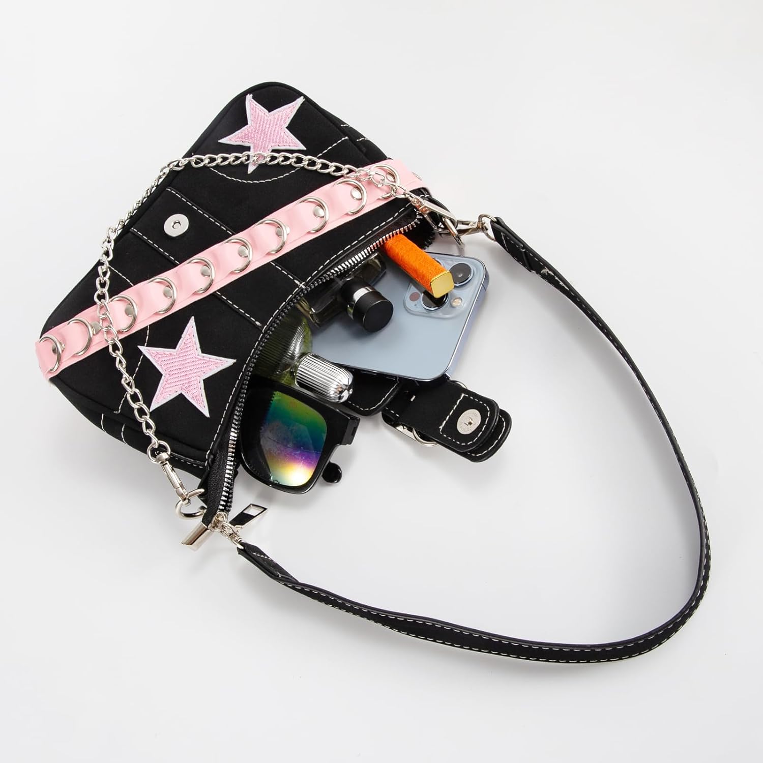 Cute Y2k Purse for Women, Star Embroidery Pattern with Chain Strap Shoulder Bag, Goth Style Cute Mini Purse - Image 9