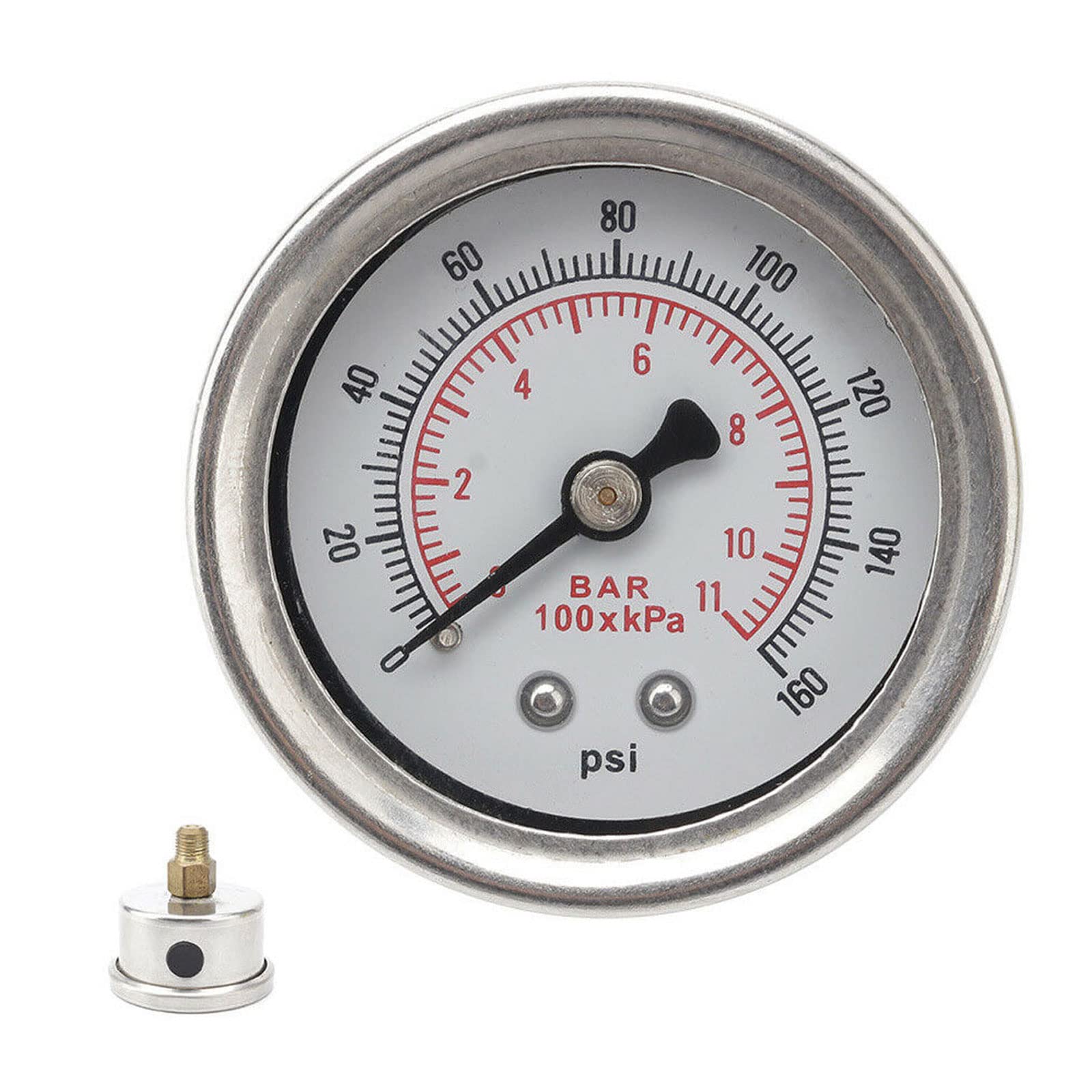 Bull Boost Performance 0-160 PSI Fuel Pressure Regulator Gauge Liquid Fill Chrome Oil Gauge White