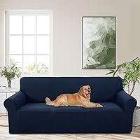 Vista 38 de Funda elástica para sofá, lavable, protector de muebles con espuma antideslizante y parte inferior elástica para niños, perros (sofá biplaza/beige)