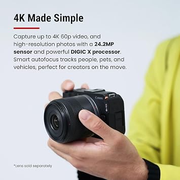 Canon EOS R50 V Mirrorless Camera (Body Only) APS-C Digital Camera, Flip Screen 4K Video, Interchangeable Lens Camera for Vlogging, Content Creation, Streaming, Filming, Podcasts, TikTok | Flip Screen 4K Video, Content Creation, Interchangeable Lens for Vlogging