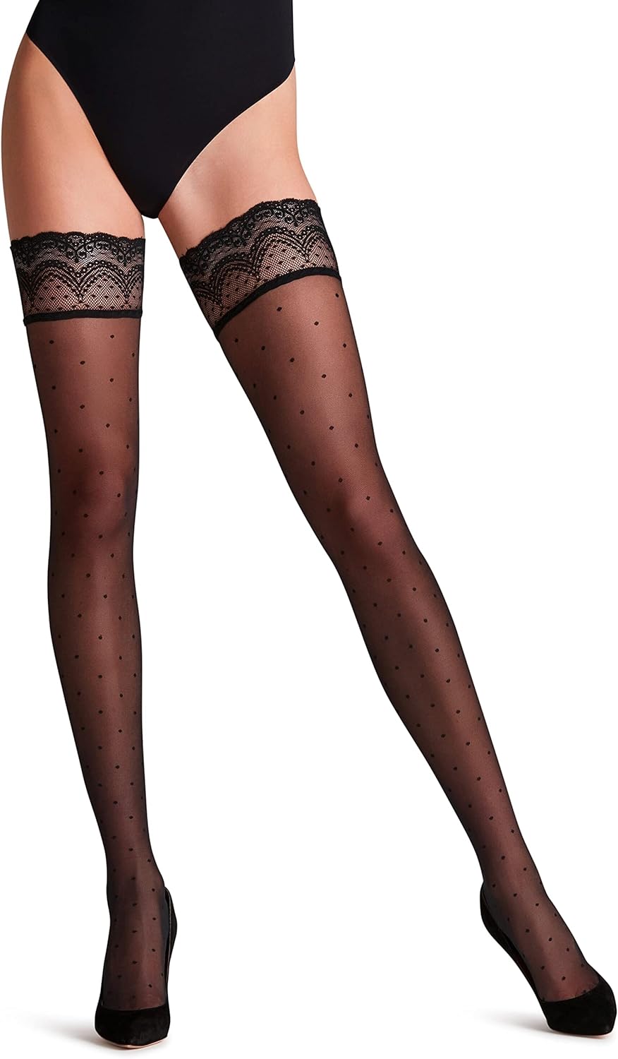 FALKE Women's Dot 15 Denier Thigh Highs, Patterned, Sheer, 1 Pair - Image 3