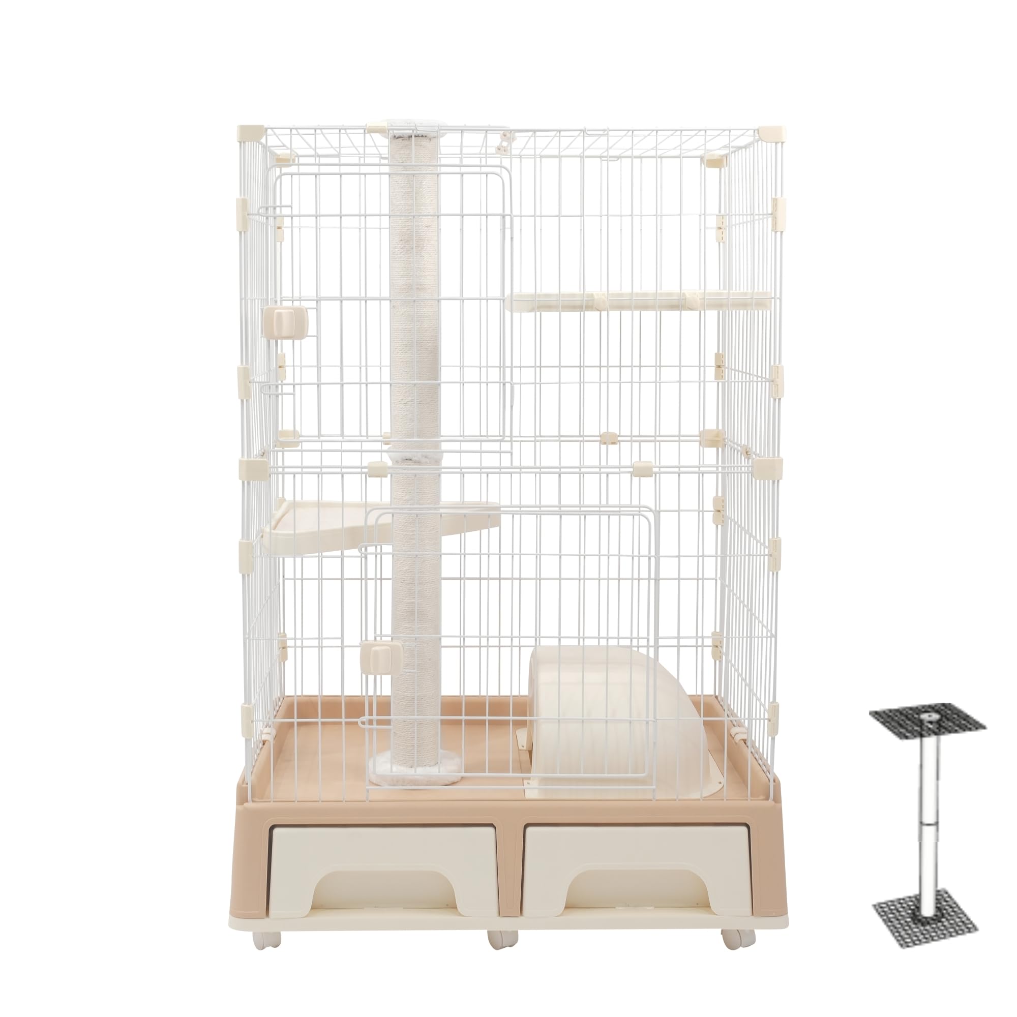 Amazon | MOTASAN ドーム型トイレ付きキャットケージ 2段 収納箱付き猫
