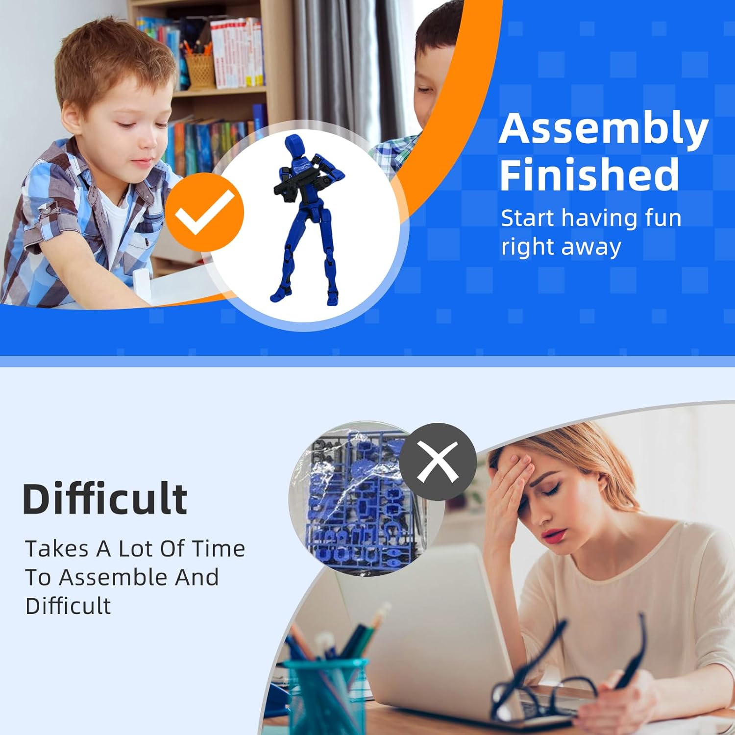 (Assembly Completed) 6 Packs Dummy13 Action Figure Set, 3D Printed ActionFigure Toy Gifts for Kids, Dummy 13,Robot 13 Action Figure Full Body Mechanical Doll Christmas Birthday Gift for Boys Girls - Image 3