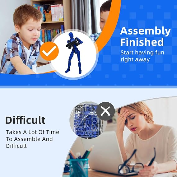 (Assembly Completed) 6 Packs Dummy13 Action Figure Set, 3D Printed ActionFigure Toy Gifts for Kids, Dummy 13,Robot 13 Action Figure Full Body Mechanical Doll Christmas Birthday Gift for Boys Girls