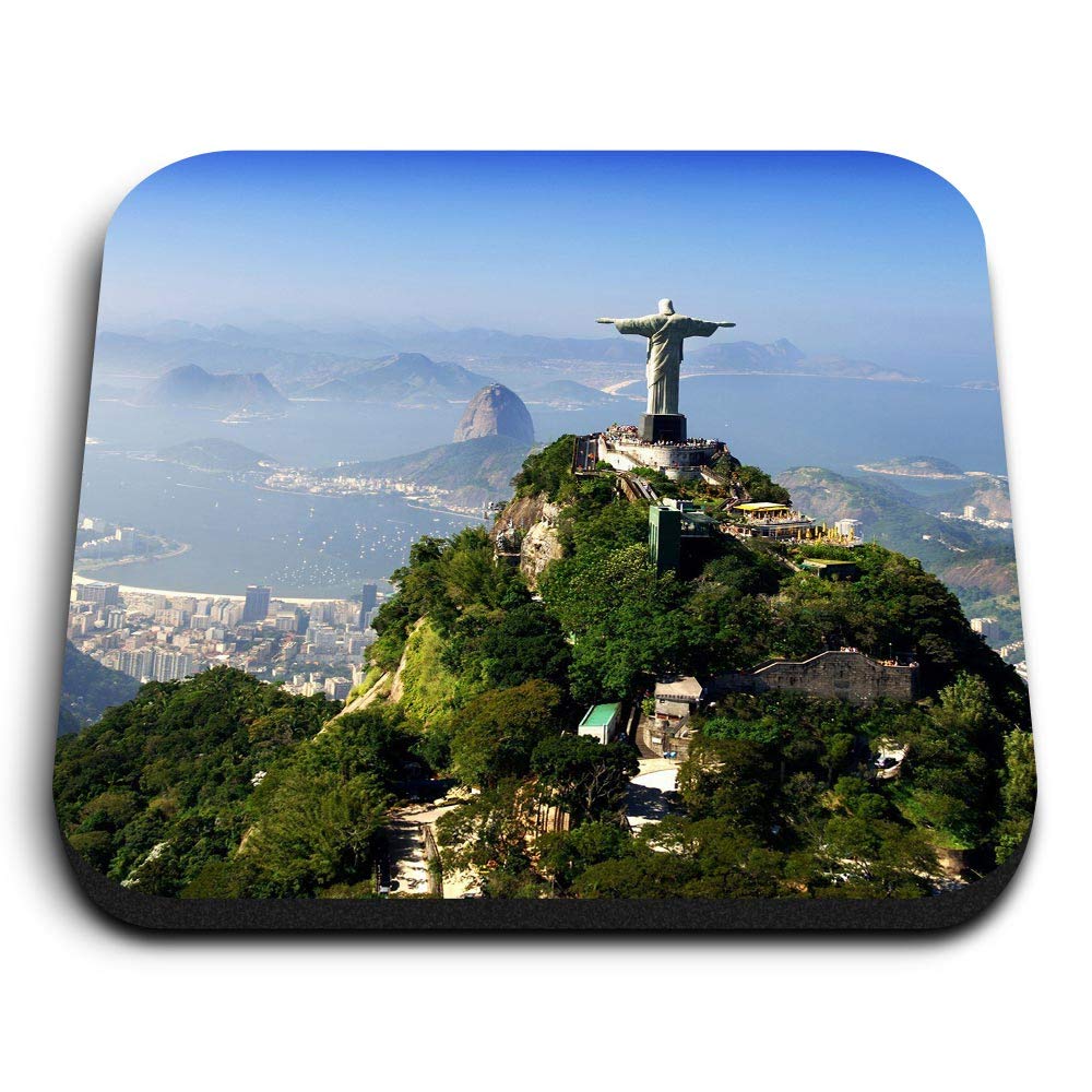 Destination Vinyl Ltd Multicolor 1 X Square Mdf Fridge Magnet - Christ The Redeemer Brazil 8910