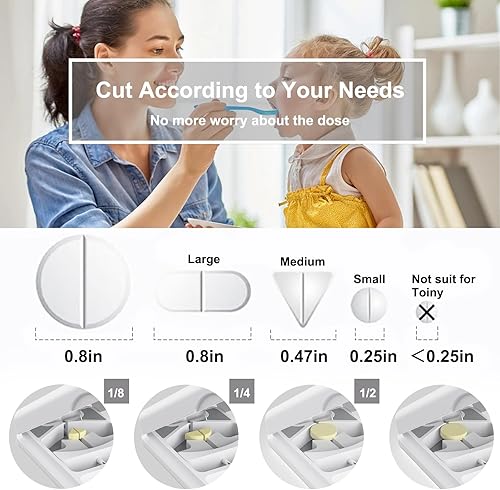 Miniatura 3 de JEINAPA Cortador de píldoras con dispositivo de centrado automático, divisor de píldoras de aluminio con hoja de acero inoxidable 316L, funda de