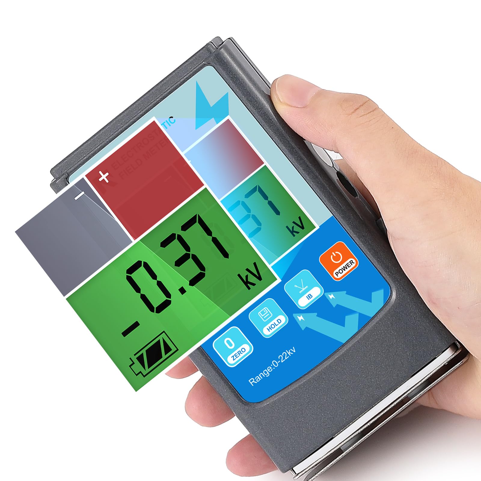 NEWTRY Handheld Digital Electrostatic Field Meter Tester 0~20KV Portable Ion Balance Tester 0~200V for Fiber Yarn Fabric Carpet Board Paper Rubber