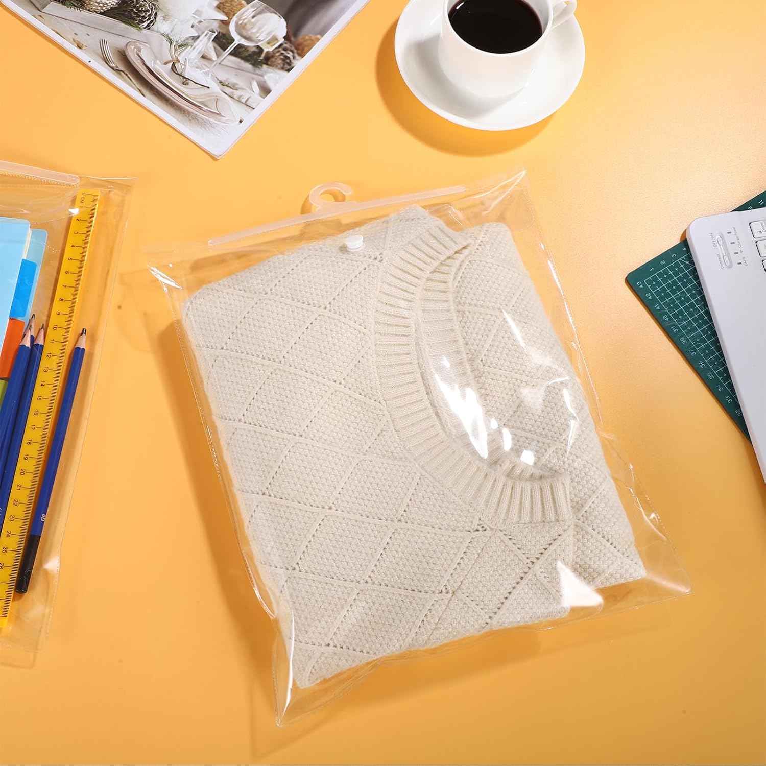 TEHAUX Hanging Storage Bags with Hangers Large Capacity Waterproof Closet Organizer for Clothes Accessories Space Saving in Home Classroom and Travel