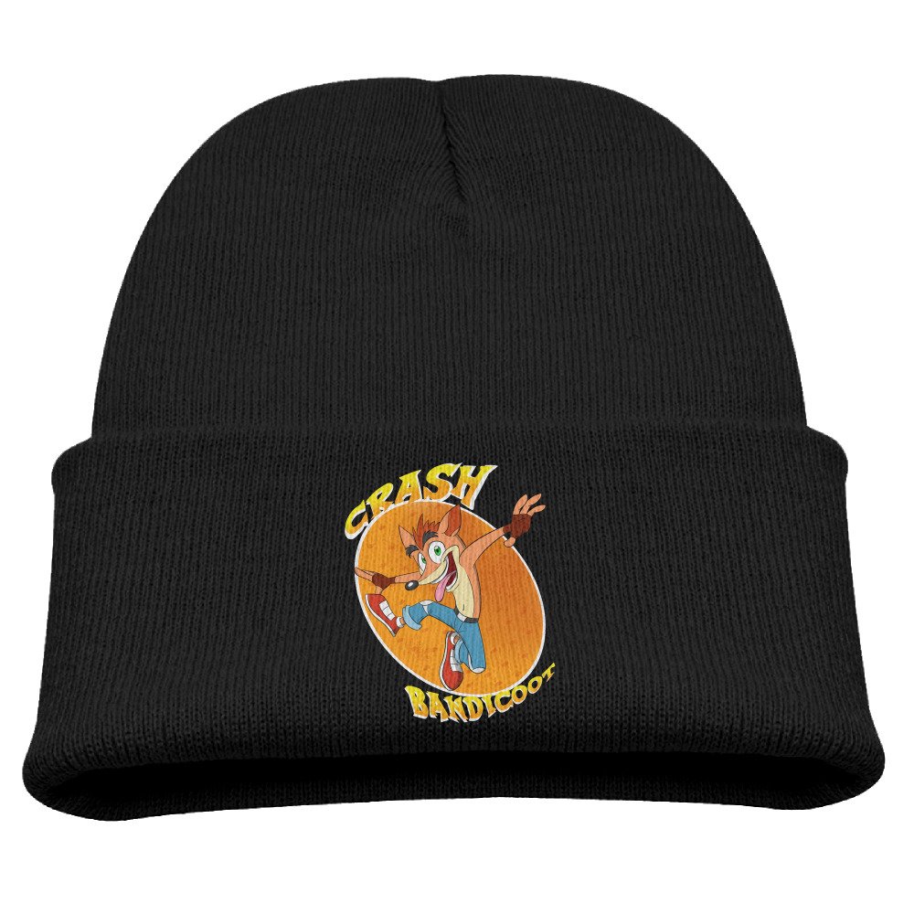 Retro Official Crash Bandicoot Boys Stretchy Black Winter Hat Beanies Cap