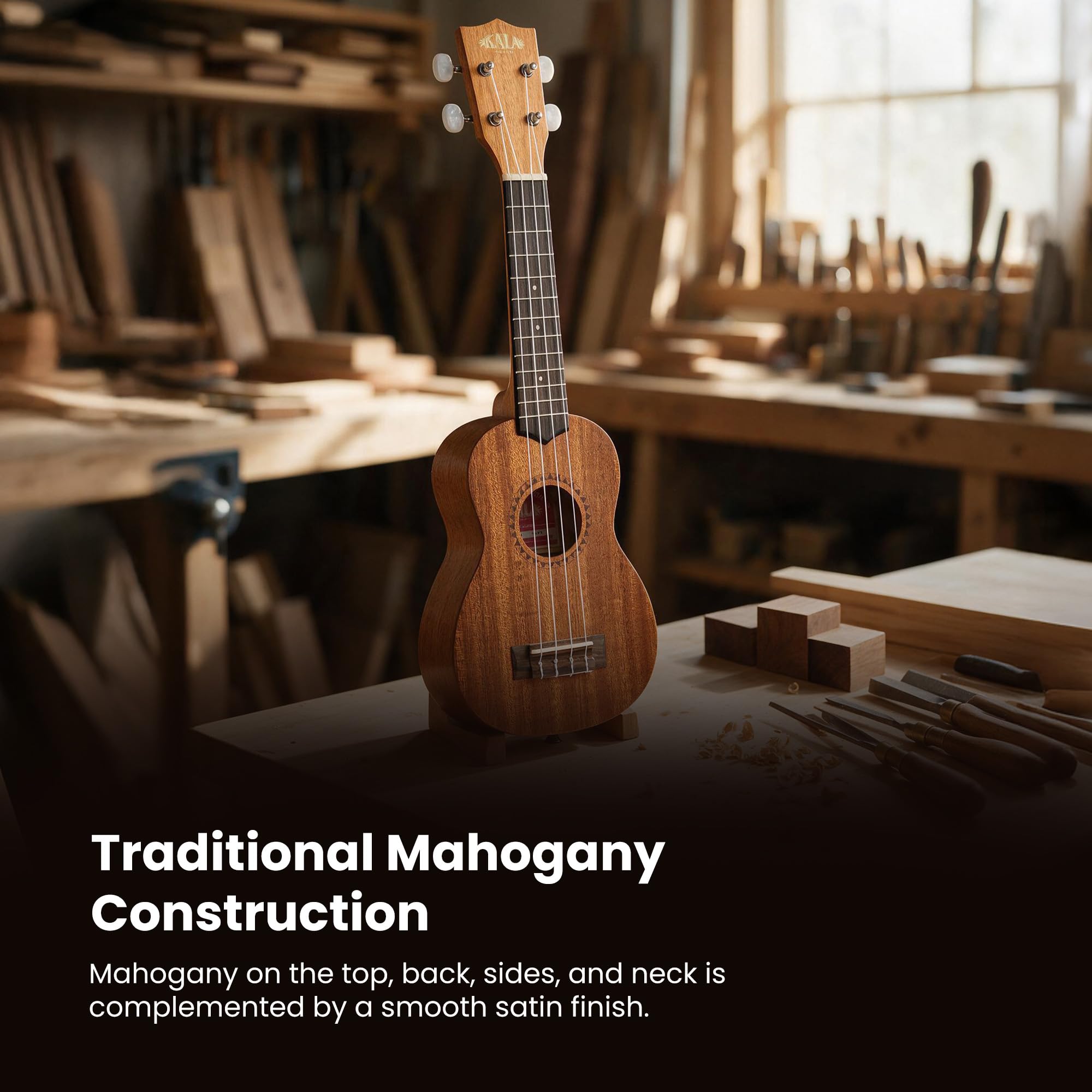 Kala Satin Mahogany Soprano Ukulele (KA-15S)