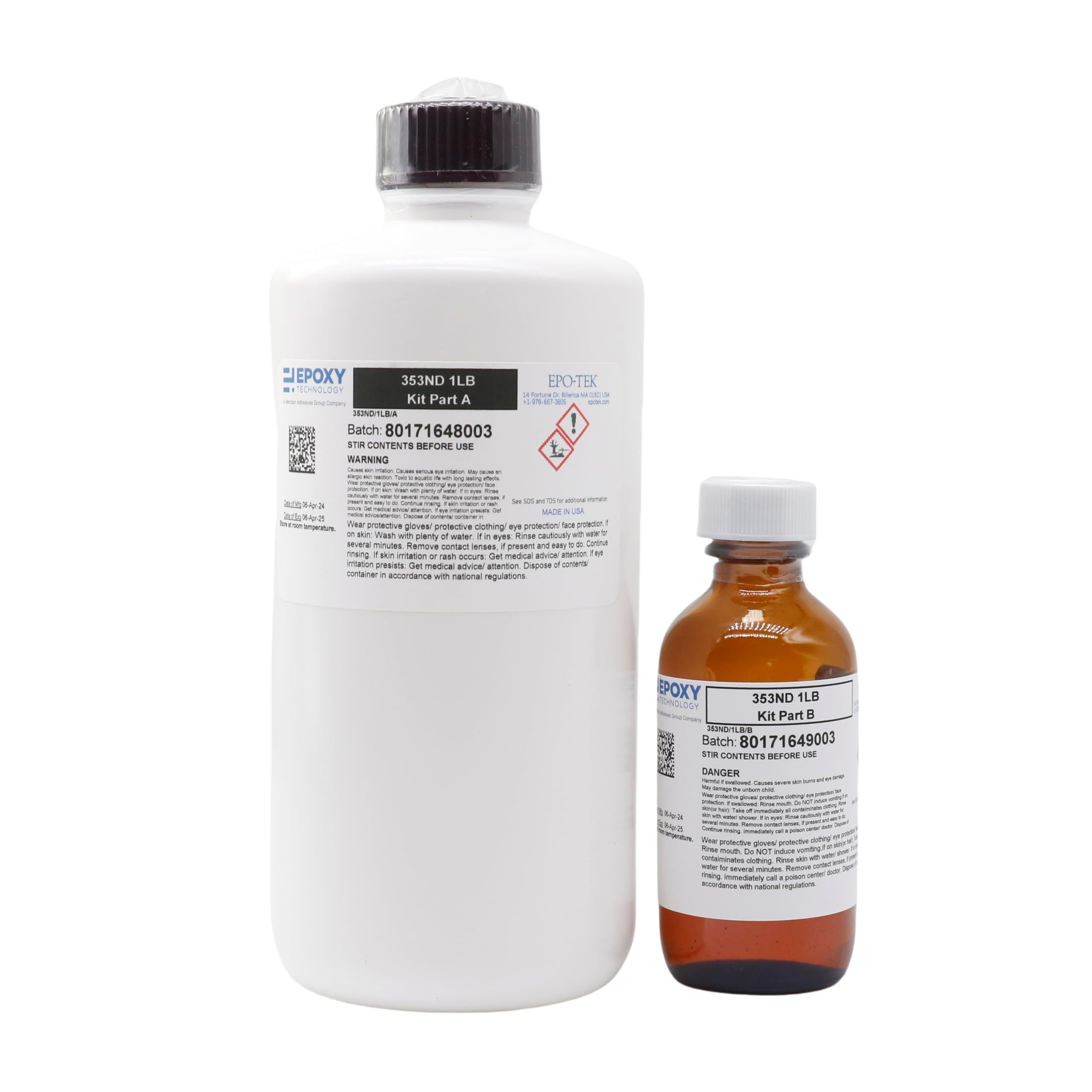 EPO-TEK 353ND 1 lb Kit High Temperature Epoxy Resin for Semiconductor Optic Fiber Electronic Use Muti Application Two Parts A+B UHV Seal Wafer Bonding MEM Device Epoxy Technology