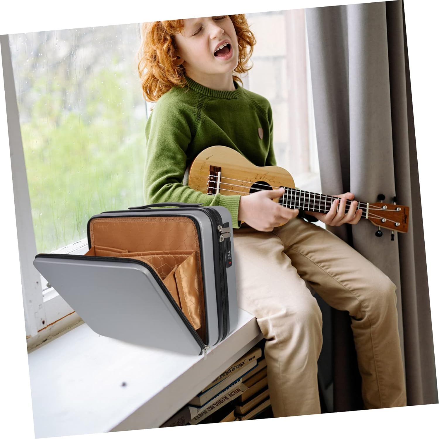 DOITOOL Creative Women Cosmetic Suitcase Portable Travel Toiletries Case for Makeup Supplies Stylish Handheld Bag Grey Easy to Carry