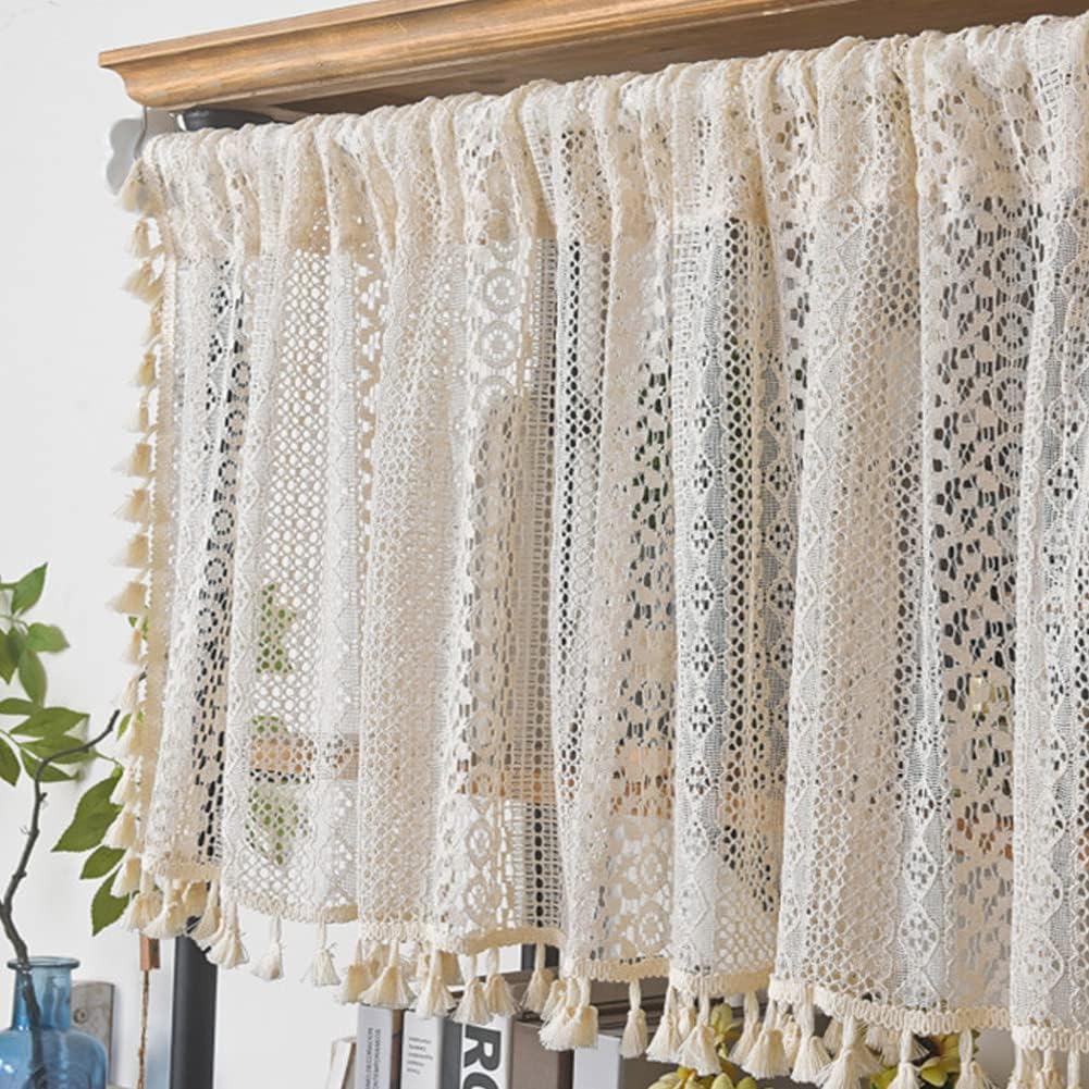 Amazon.com: Boho Tassel Kitchen Curtains 36 Inch Length Modern ...