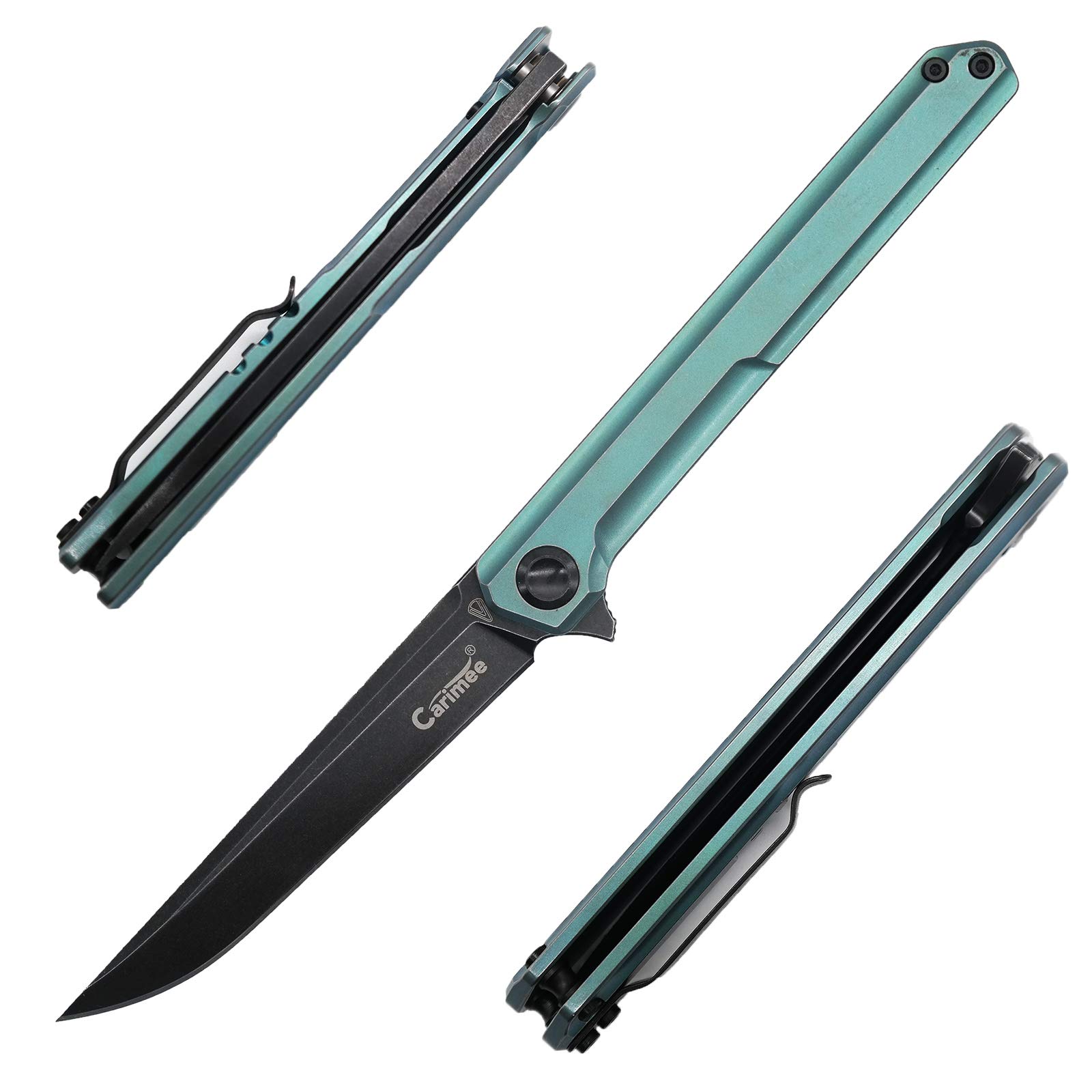 Green Titanium Handle Pocket Knife With Water Proof Case and Stedemon Vouking Collabration, Folding EDC Flipper Knife, Gentleman's Carry Knife, Gift Box