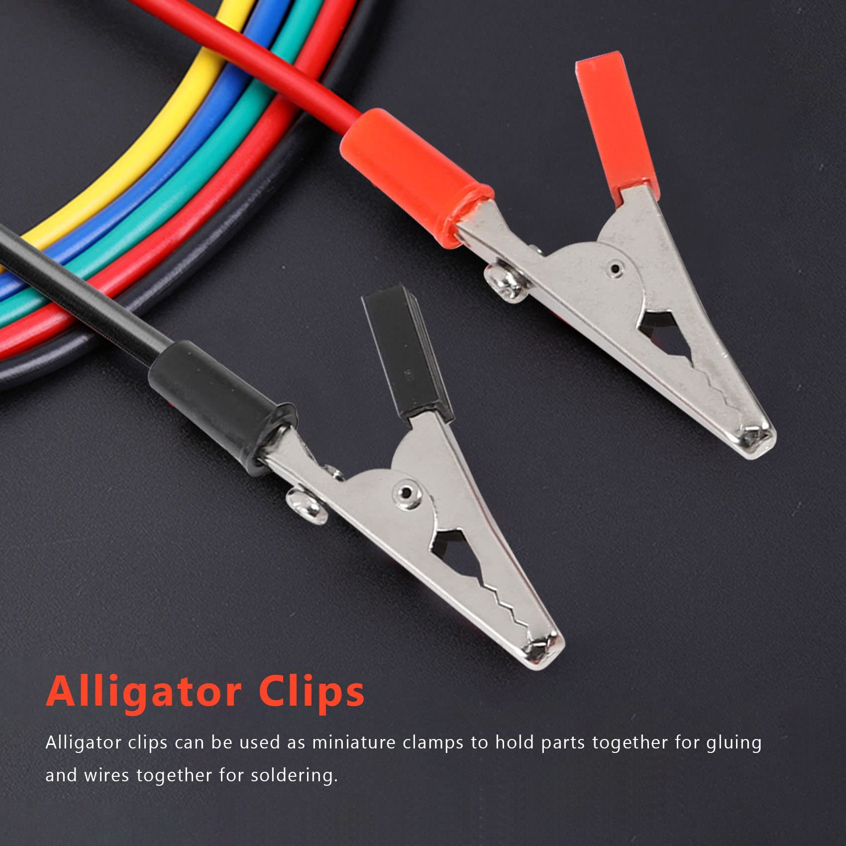 Lot de 10 pinces crocodiles en métal avec poignée en plastique de 50 mm