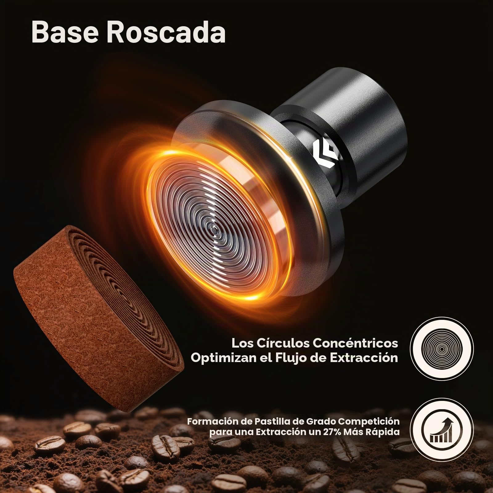 IKAPE Prensador de café expreso de 58,35 mm V6 Impact con retroalimentación acústica, muelles intercambiables (15 lb/30 lb), prensador plano con sistema de triple resorte, apto para portafiltros de 58