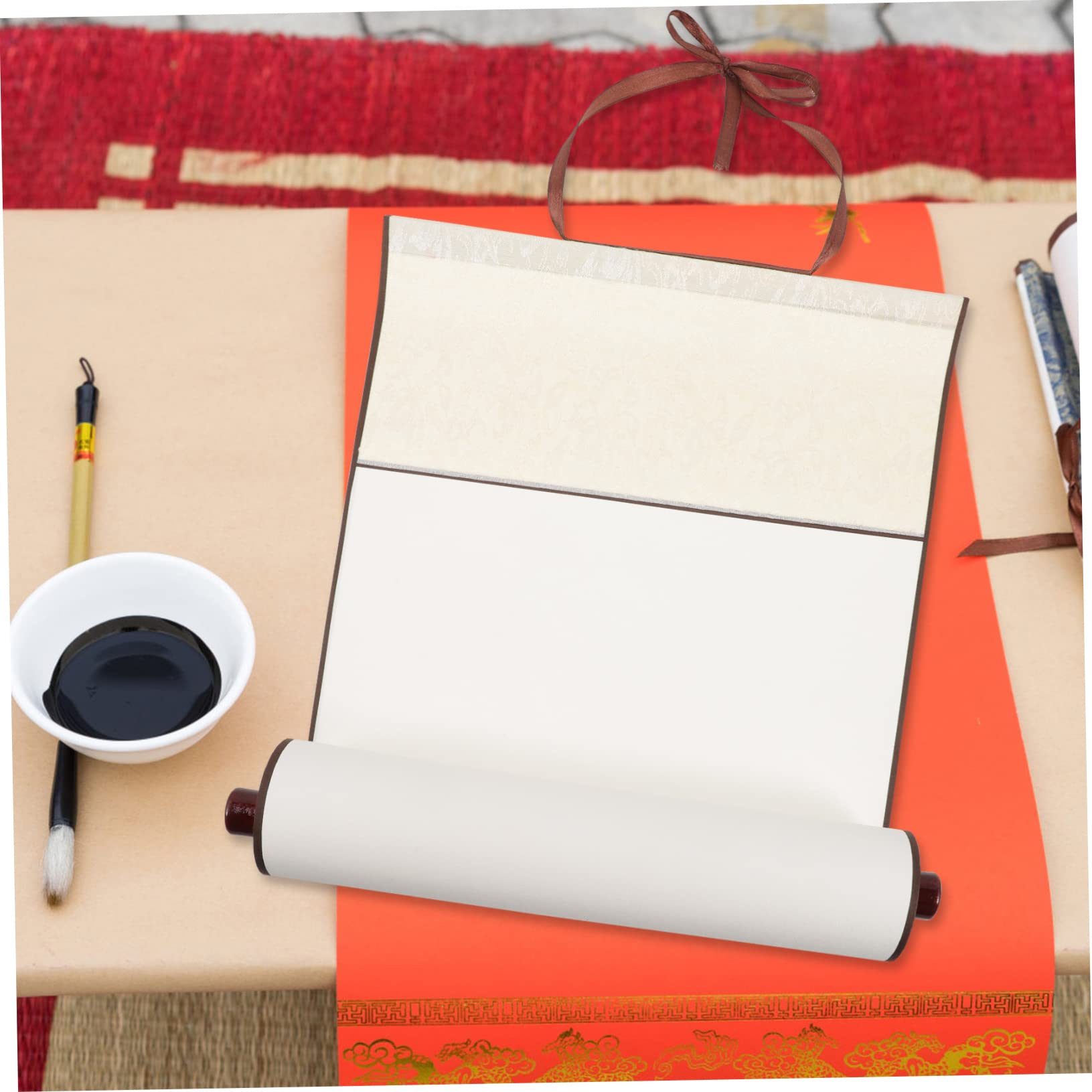 Rouleau en Papier Xuan Solide Parchemin Beige pour Calligraphie Chinoise et Peinture à L'encre