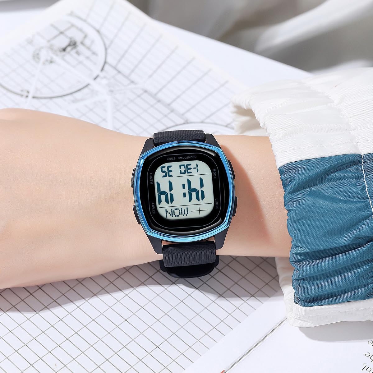 Reginald Watches for Men Fashion Trend Black Multifunction Waterproof Watch LED Digital Chronograph Soft Silicone Watch Strap Square Watches - Image 5