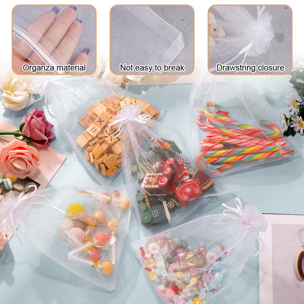 50 Piezas Bolsas Organza, 15x20 cm Bolsitas de Tela Pequeñas, Bolsas de Organza para Regalos, Saquitos de Tela Regalo, Bolsitas de Tul Pequeñas para Bodas, Cumpleaños, Festivales, Fiestas y Navidad — view 3