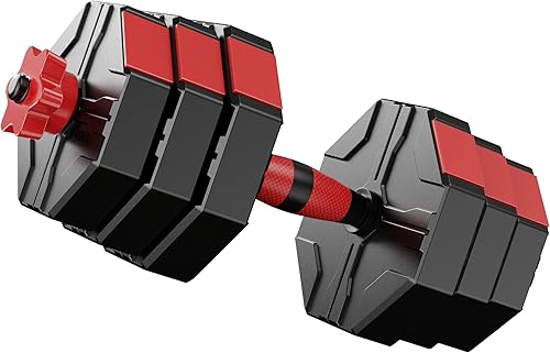 Prapark Juego de mancuernas ajustables, juego de pesas libres de 44 libras con conector, mancuernas ajustables 4 en 1 que no ruedan como barra,