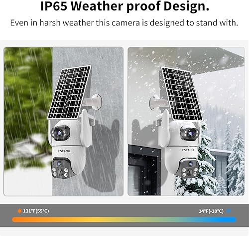 Miniatura 9 de Cámaras de seguridad solares inalámbricas para exteriores, cámaras para seguridad del hogar con doble lente, panorámicainclinación de 360, visión