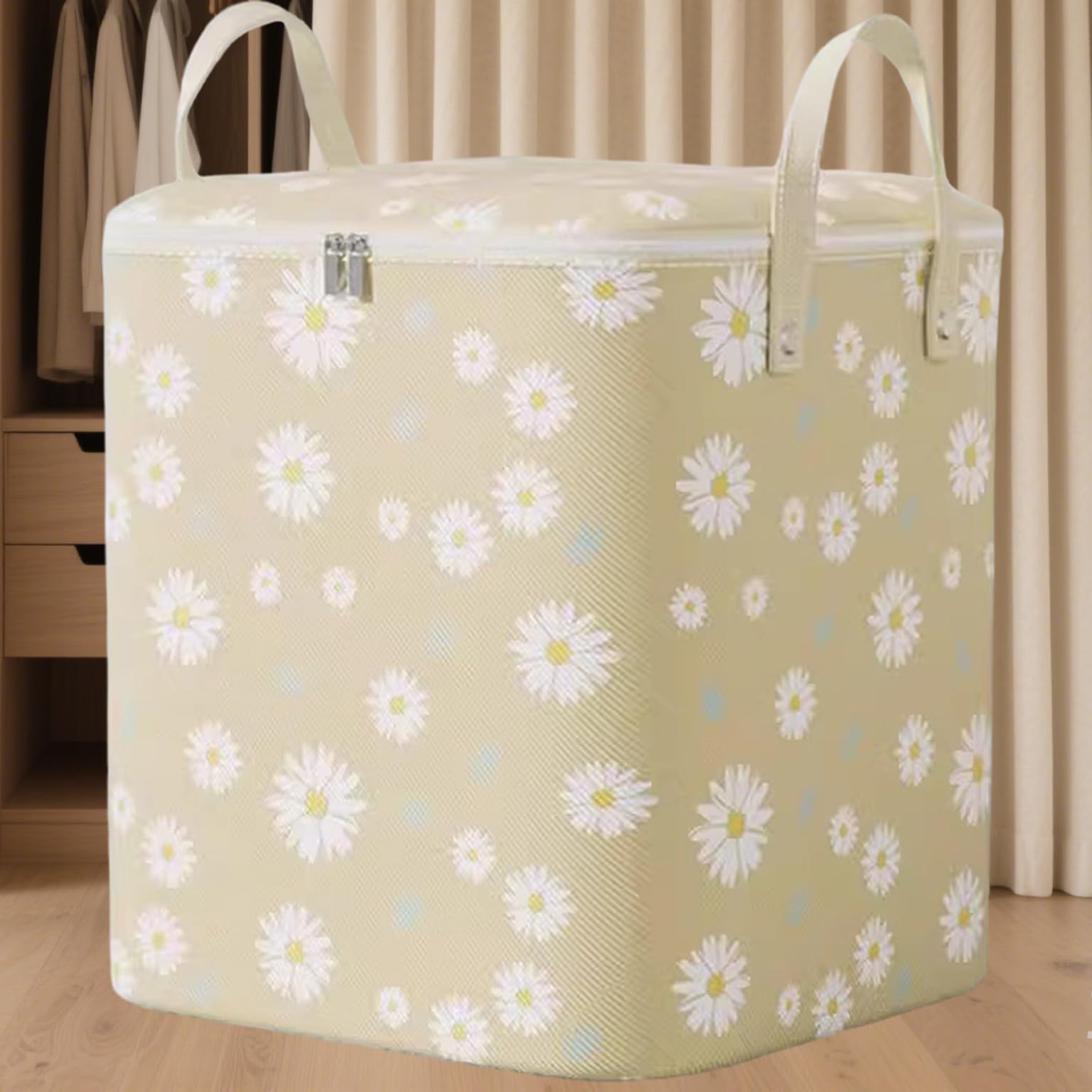Photo 1 of 180 L Large Storage Bags Bins Foldable Closet Organizers Containers with Reinforced Handle for Clothing, Blanket, Comforters, Bed Sheets, Pillows and Toys