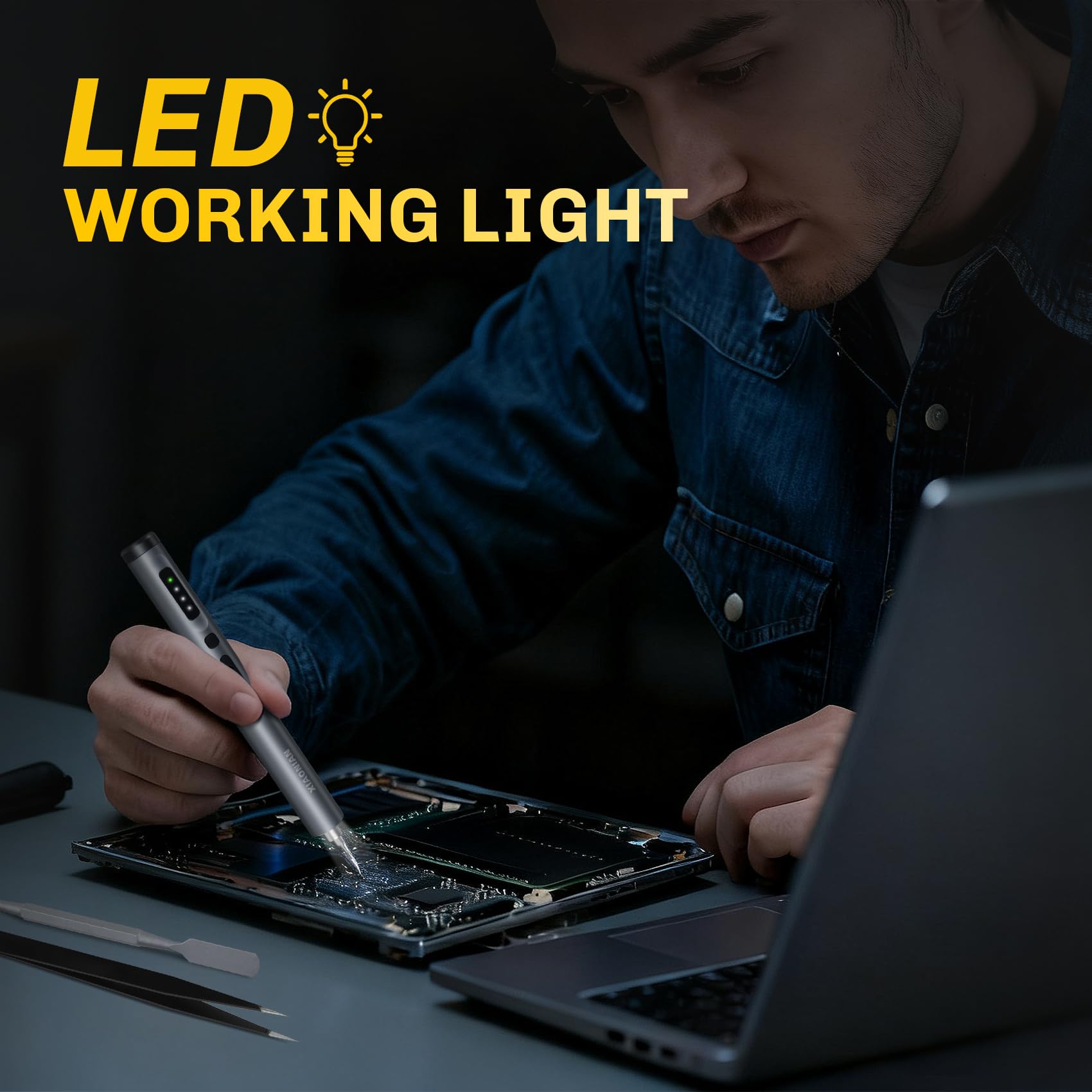 3,7 V Präzisions-Elektro-Schraubendreher-Set, 50-in-1, kleine magnetische Aufbewahrung, Mini-Elektroschraubendreher, kabellos, USB-Lade-Reparatur-Werkzeug-Set für Elektronik, Laptop, Handy, Kamera