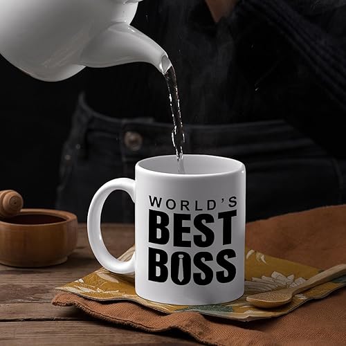 Miniatura 3 de World's Best Boss - Taza de café de cerámica blanca de 11 onzas
