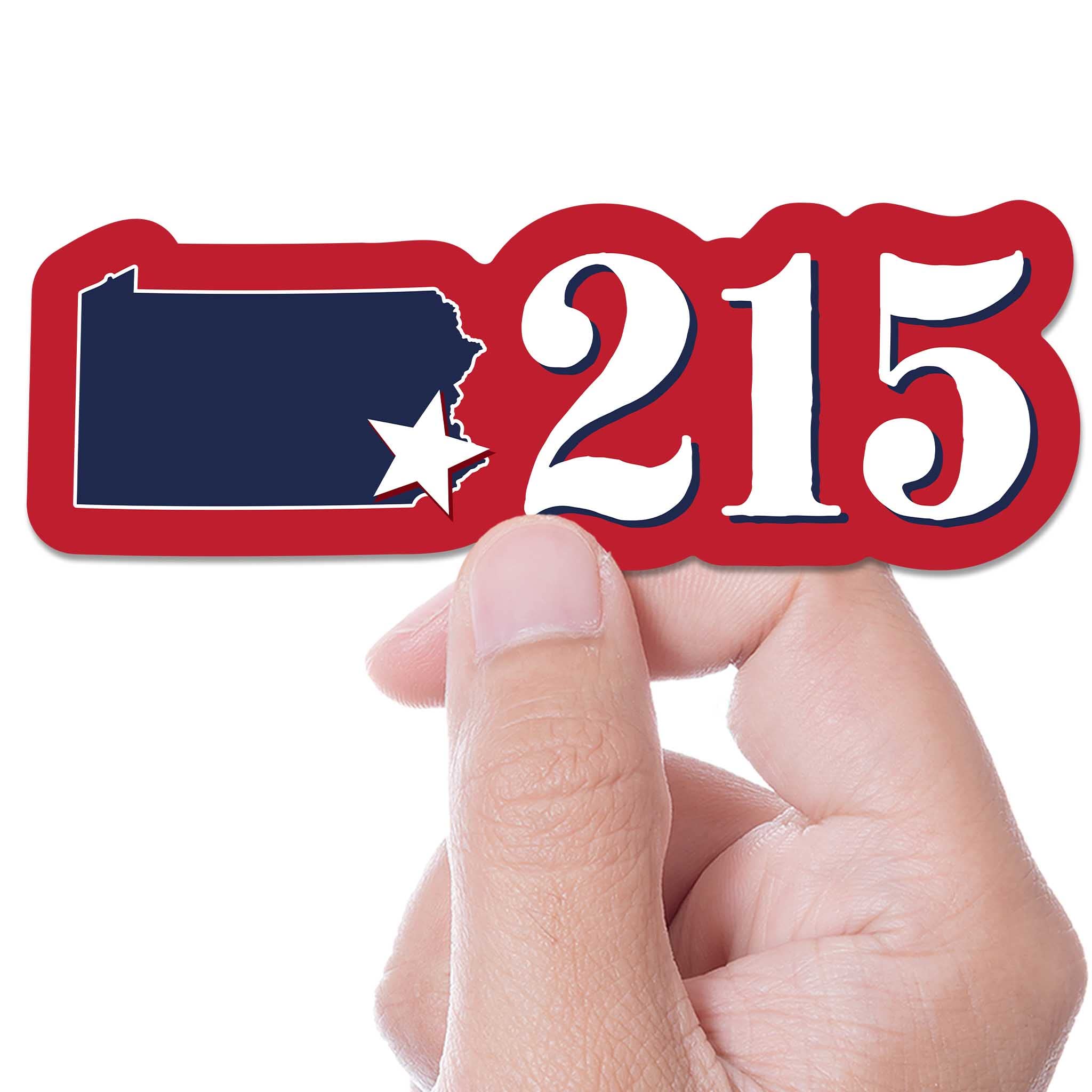 215 Philadelphia Area Code Sticker, Philly PA Decals, Pennsylvania Sticker for Hydroflask, Laptop, Car, Water Bottle