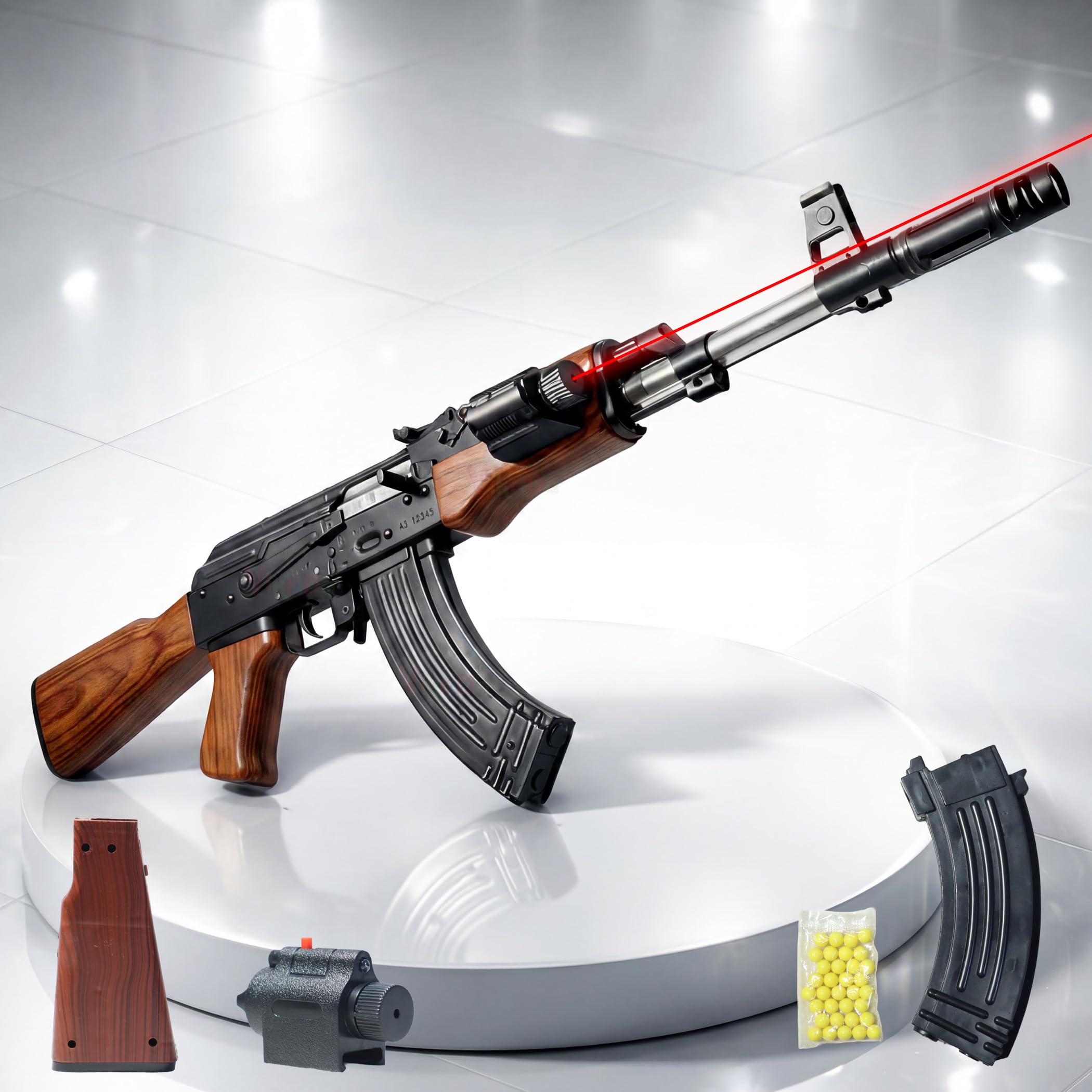 Vikrida AK-47 Toy Shooting Gun for Kids | Laser Light and Pack of