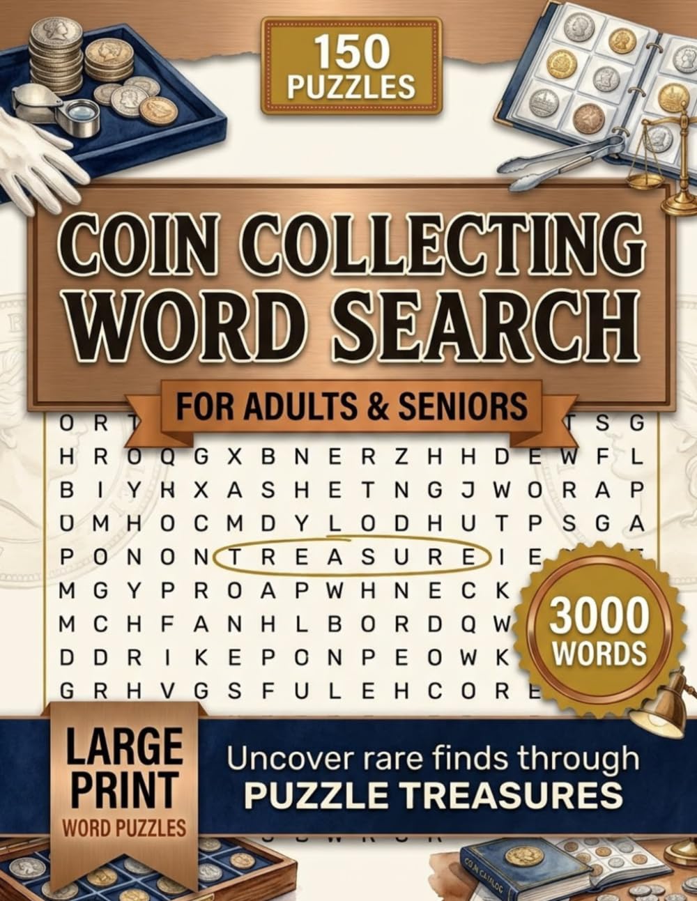 Coin Collecting Word Search Puzzle Book: 150 Puzzles with 3,000 Numismatic & Currency Terms — The Perfect Gift for Coin Collectors, Numismatists and Hobbyists