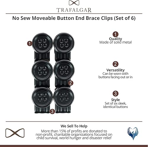 Miniatura 4 de Trafalgar Clips de botón movibles sin coser (juego de 6)