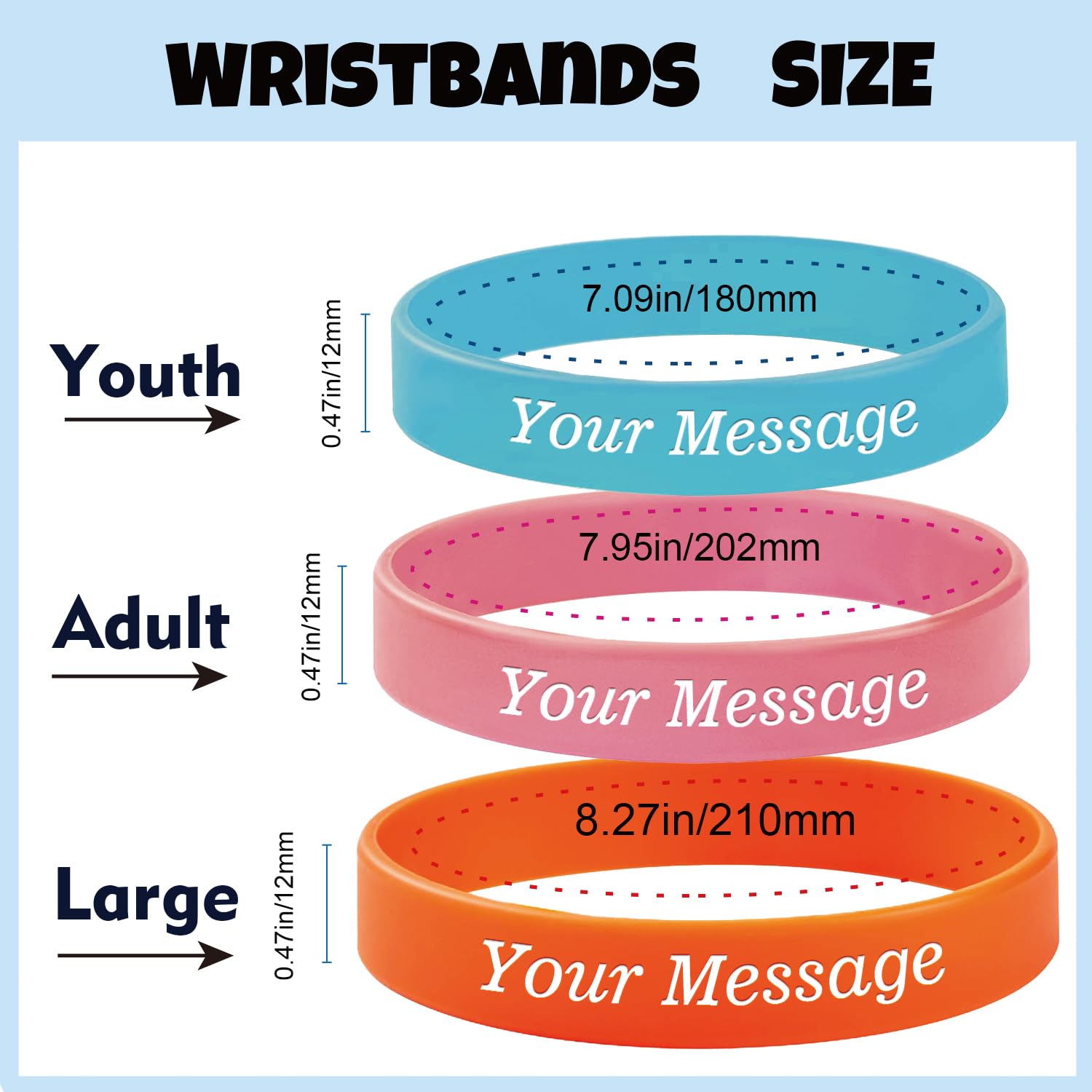 Benmify Personalisierte Silikon-Armbänder mit Text, benutzerdefinierte Gummi-Armbänder, Großpackung, anpassbar für Veranstaltungen, Geschenke, Bewusstsein, Party, Unterstützung, Männer, Frauen