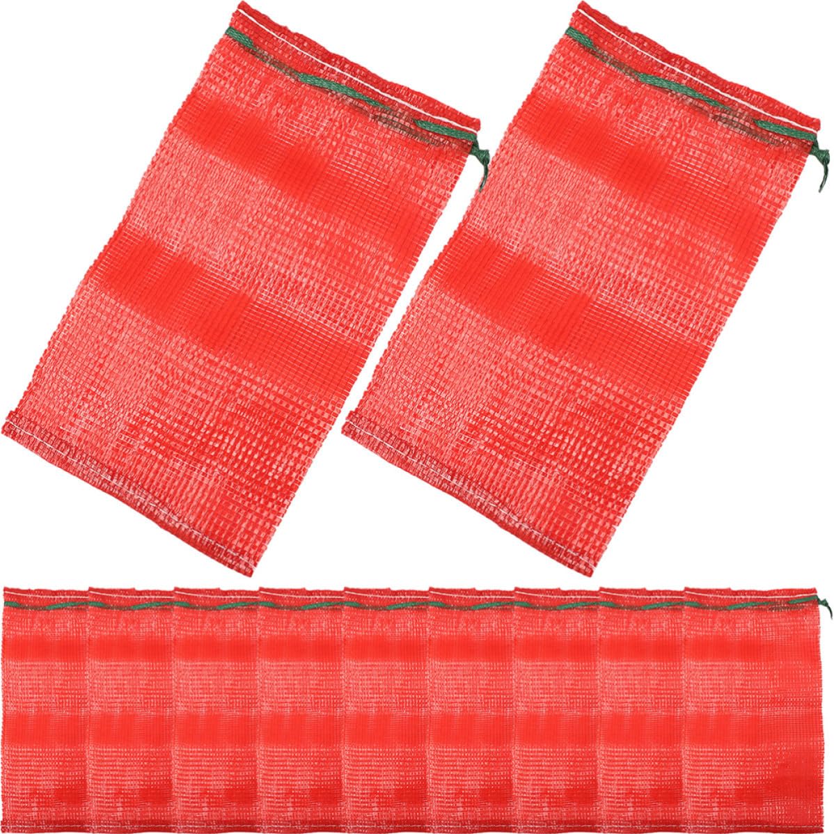 Bolsas de Malla Grandes Color Rojo Cordón para Almacenamiento de Verduras y Secos, Resistentes y Reutilizables Paquete de 50 Unidades