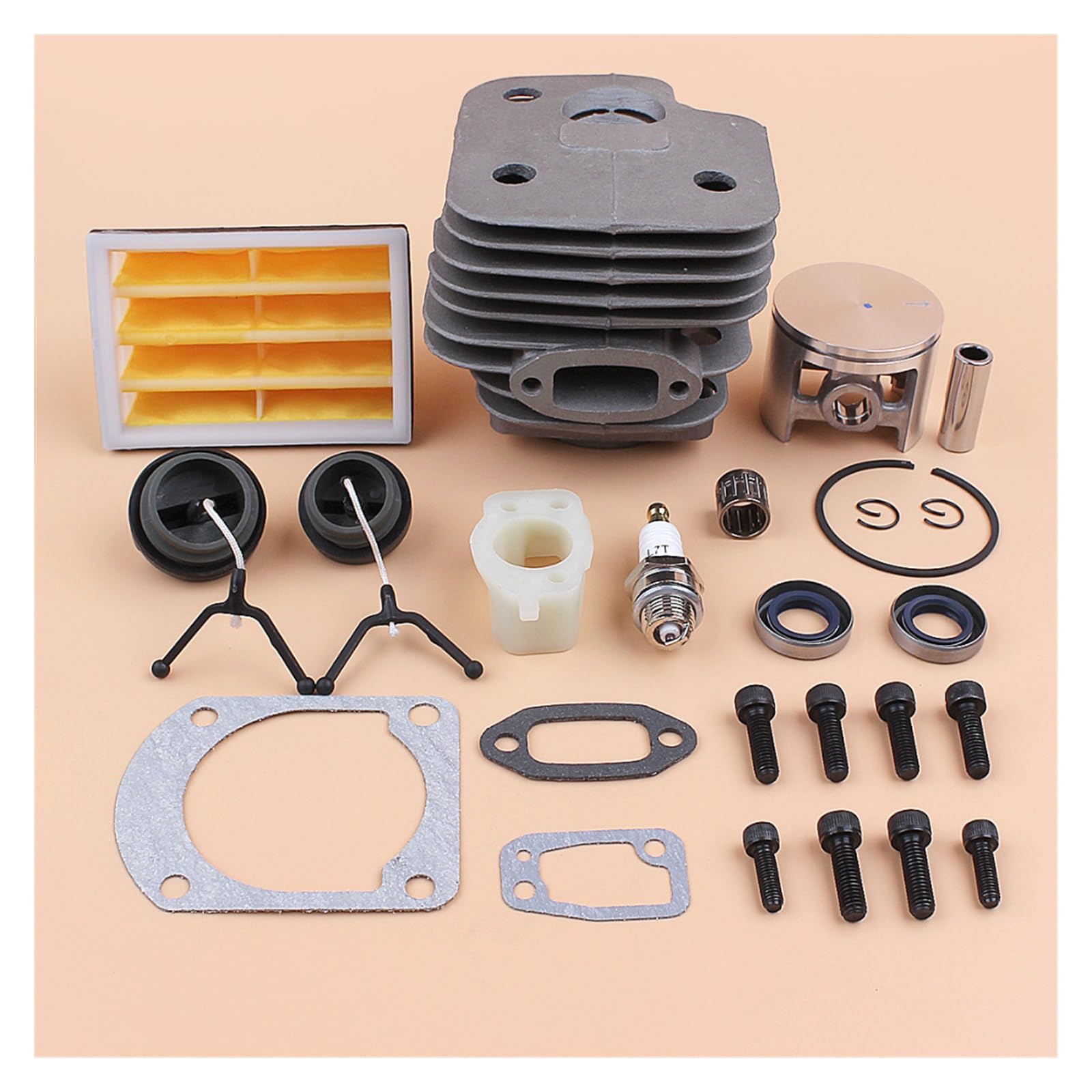 Kit de tapas de filtro de aire de tornillos de escape de pistón de cilindro de 52mm for reemplazo de motosierra de gasolina H 268 272 XP 272XP