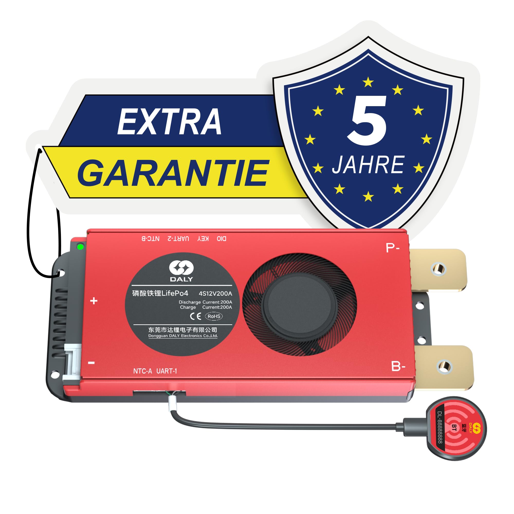DALY BMS 24V 8S 200A LiFePO4 – Carte de Protection de Batterie Bluetooth Intelligente pour Pack de Batteries au Lithium 24V, Machine Propre, Stockage d'énergie pour Camping Car