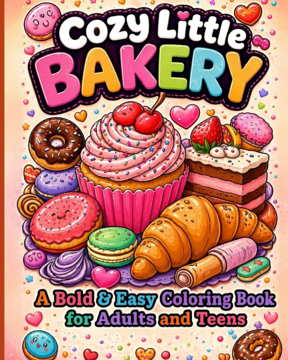 Cozy Little Bakery: A Bold & Easy Coloring Book for Adults and Teens with Cute Cupcakes, Donuts, Croissants, and Sweet Treats for Relaxation (Cozy Little Bakery coloring books)