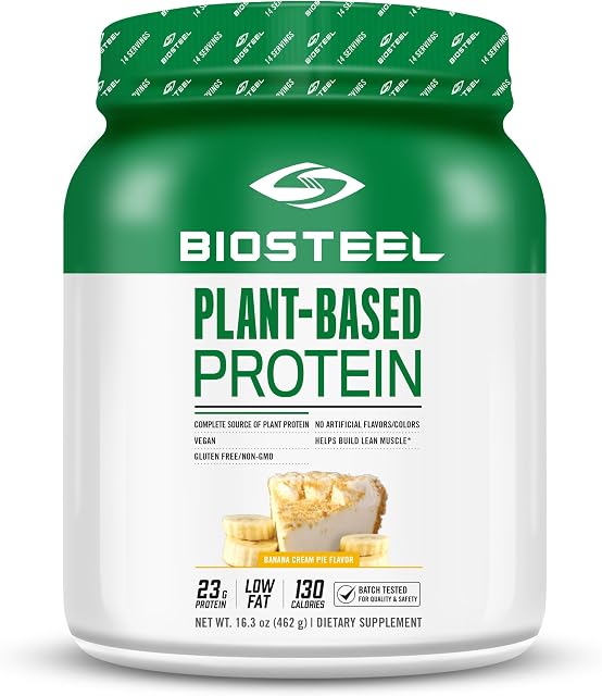 BioSteel Plant-Based Protein Powder, Banana Cream Pie, 14 Servings, Vegan Protein Shake Mix with 23g Complete Protein, Dairy Free, Sugar Free