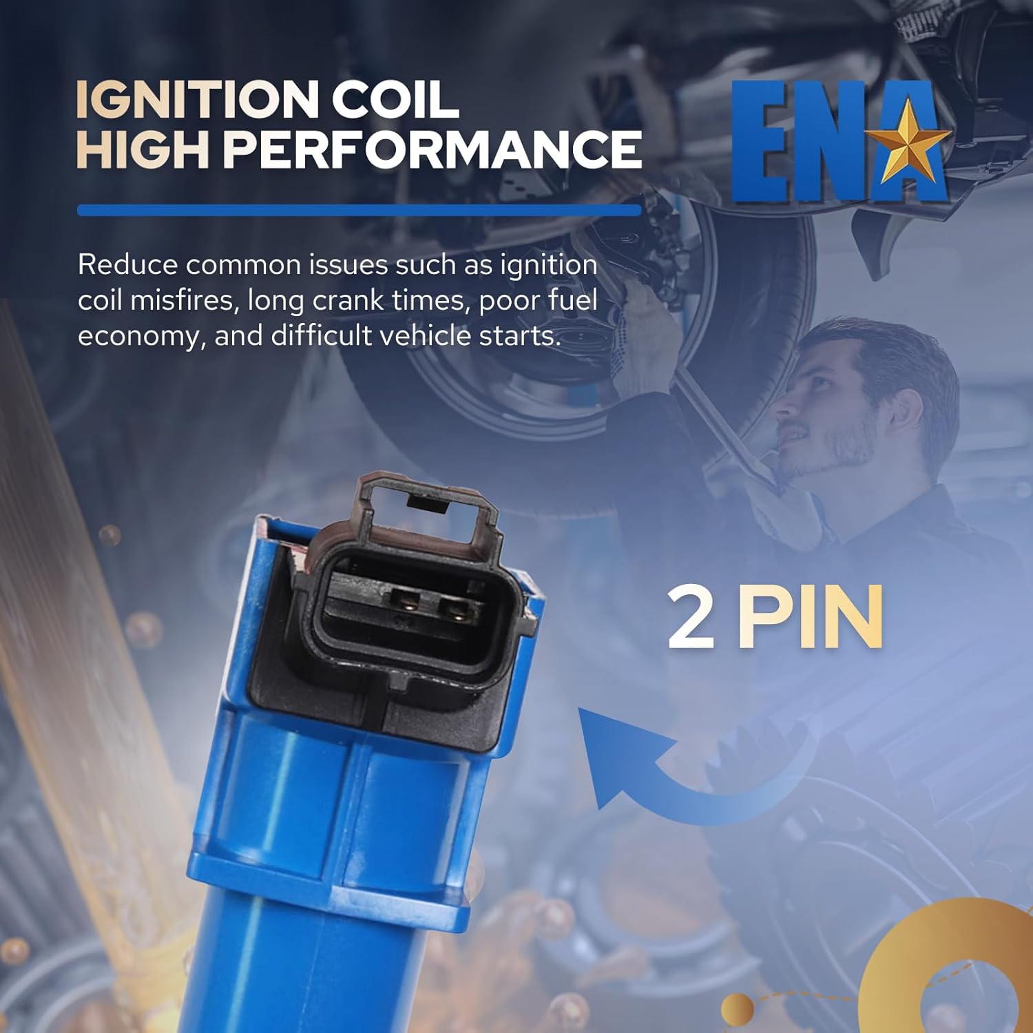 ENA Set of 8 Blue Ignition Coil Pack 4.7L V8 Compatible with Dodge Jeep Ram 1500 Dakota Durango 2000-2007, Commander 2006-2007, Grand Cherokee 1999-2007 Coils Replacement For UF270 C1231
